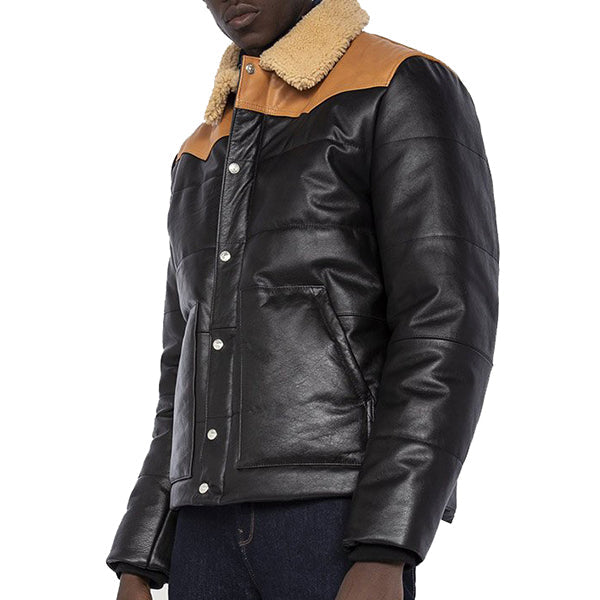 Men’s Western Style Puffer Leather Jacket - Leather Loom