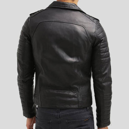 Mens Slim Fit Leather Biker Jacket - Leather Loom