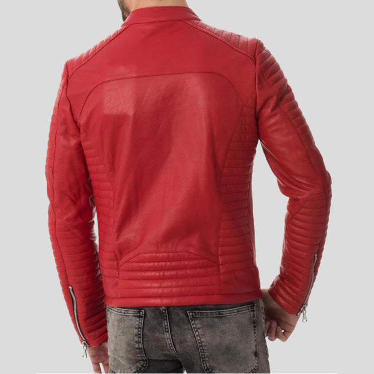 Mens Zipper Style Quilted Leather Jacket - Leather Loom