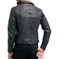 Mens Waxed Sheepskin Leather Motorcycle Jacket Black - Leather Loom