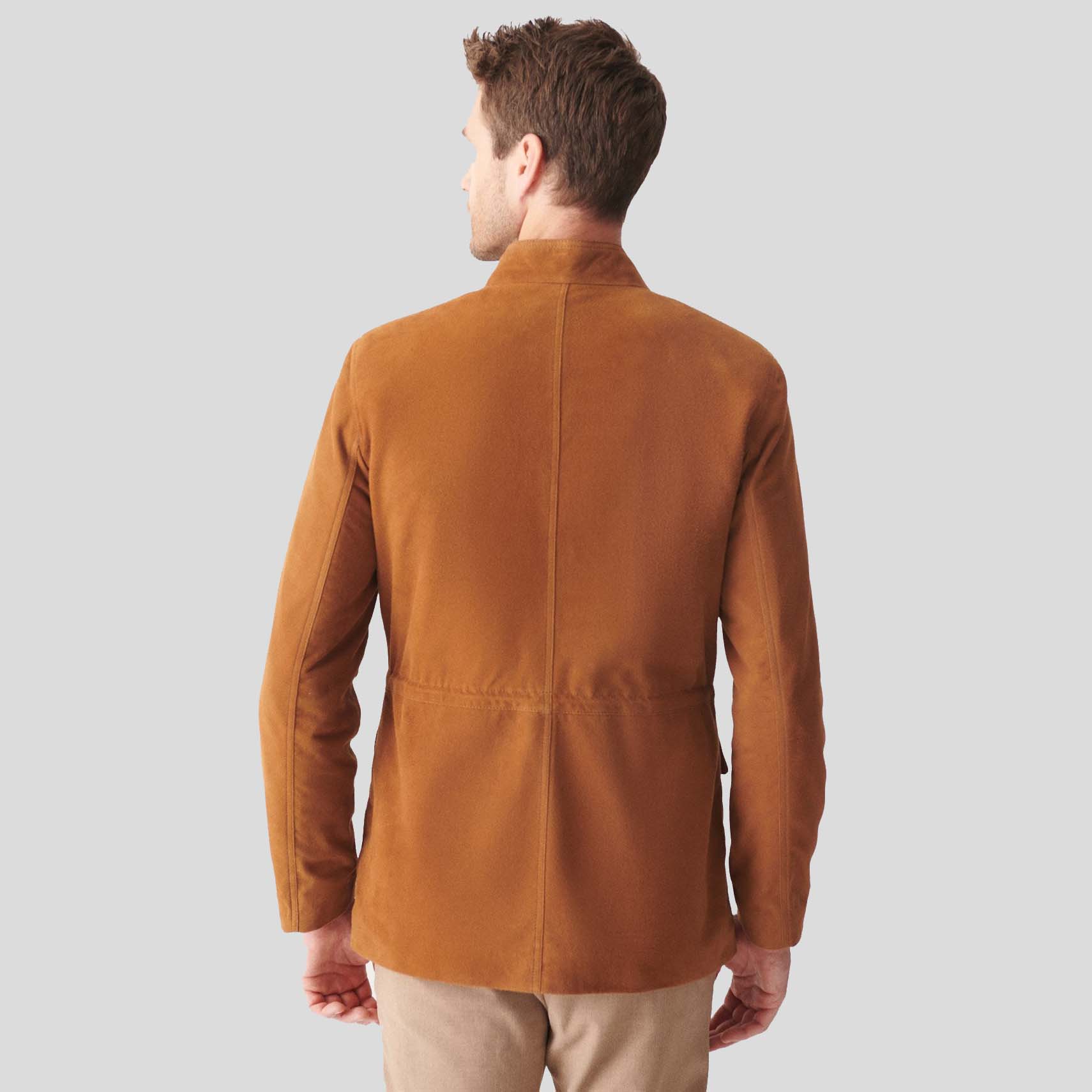 Mens Tan Brown Suede Leather Trucker Coat - Leather Loom