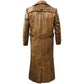Mens Distressed Brown Leather Trench Coat - Leather Loom