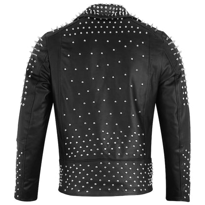 Mens Silver Studded Moto Jacket1