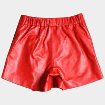 Womens Genuine Leather Short in Red - Leather Loom