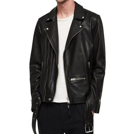 Slim Fit Leather Biker Jacket For Men - Leather Loom