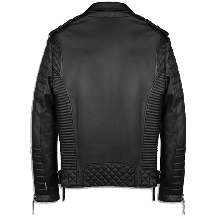 Men's Distressed Leather Biker Jacket - Leather Loom