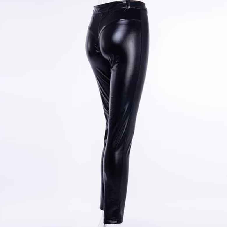 Women Black Leather Fitted Pants - Leather Loom