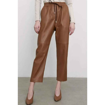 Women Brown Leather Trousers - Leather Loom