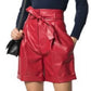 Red Leather Shorts for Women with Side Pockets - Leather Loom
