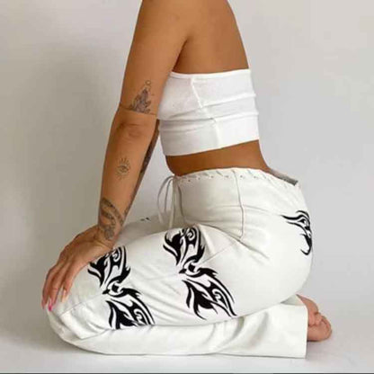 Women White Leather Streetwear Goth Pants - Leather Loom