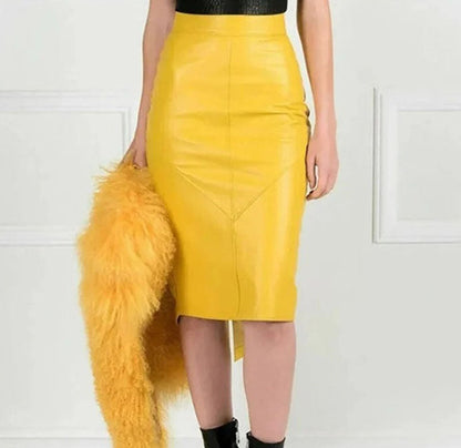 Womens Genuine Lambskin Leather Skirt - Leather Loom