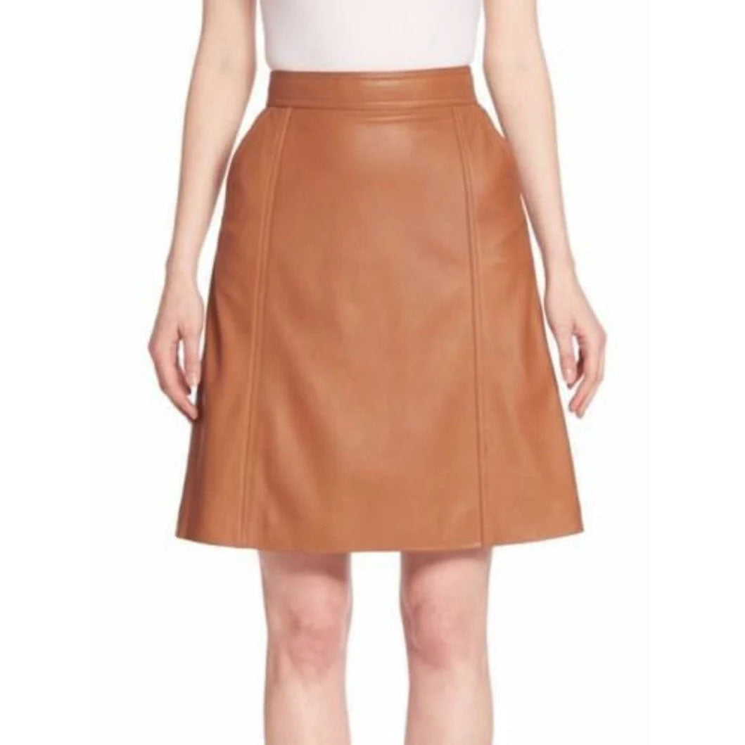 Womens Leather Skirt in Tan - Leather Loom