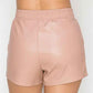Womens Pink High Waist Leather Short - Leather Loom