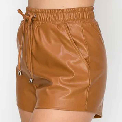 Best Leather Shorts Women In Camel - Leather Loom