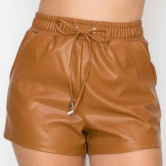 Best Leather Shorts Women In Camel - Leather Loom