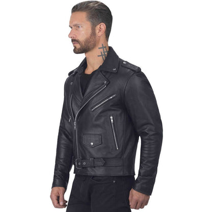 Mens Classic Black Motorcycle Leather Biker Jacket - Leather Loom