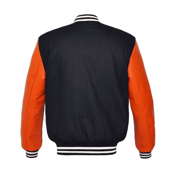 Black And Orange Varsity Jacket - Leather Loom