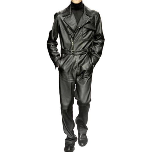 Black Leather Jumpsuit For Men - Leather Loom