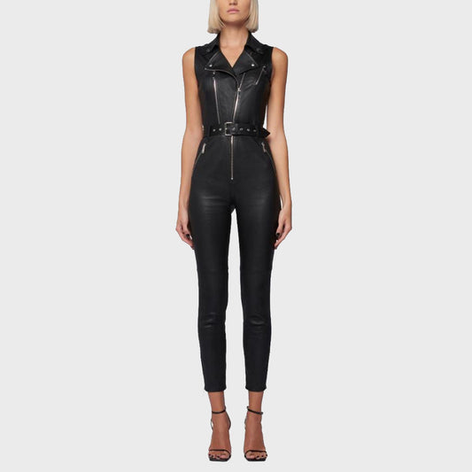 Stylish Black Leather Jumpsuit for Women - Leather Loom