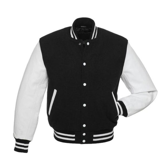 Black White Kids Varsity Jacket - Leather Loom