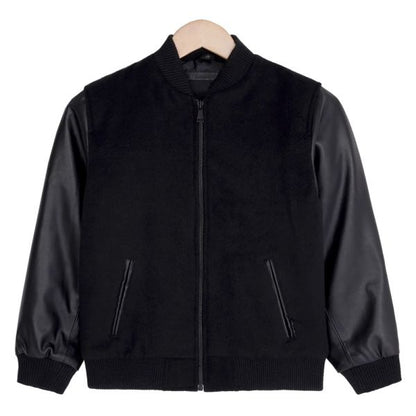 Black Bomber Jacket Kids - Leather Loom