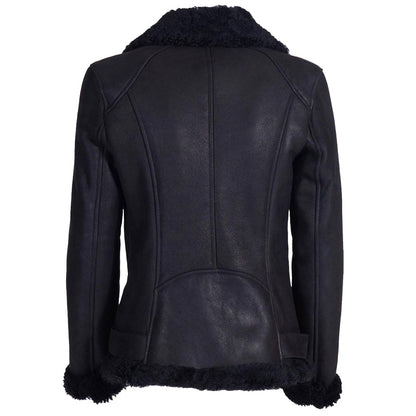 Womens Black Shearling Leather Jacket - Leather Loom