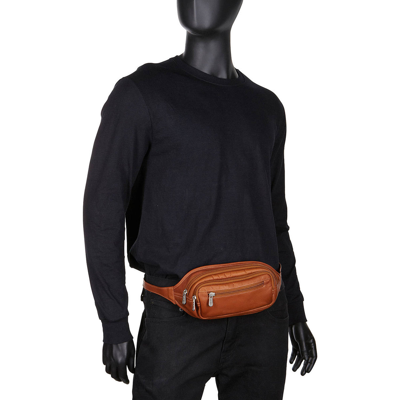Multi-Zip Oval Waist Bag - Leather Loom