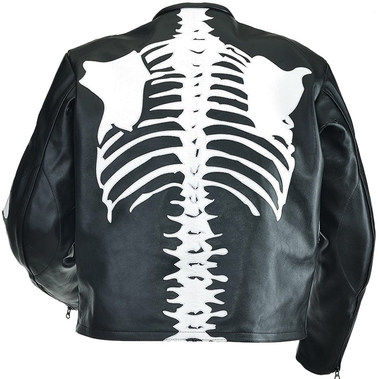 Bones Flat Track Motorcycle Leather Jacket For Men - Leather Loom