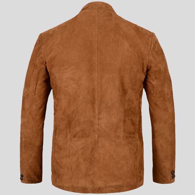 Mens Tan Brown Suede Leather Blazer - Leather Loom