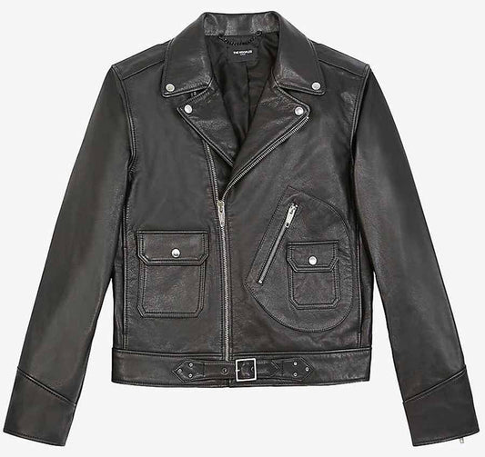 Trendy Mens Black Leather Biker Jacket - Leather Loom