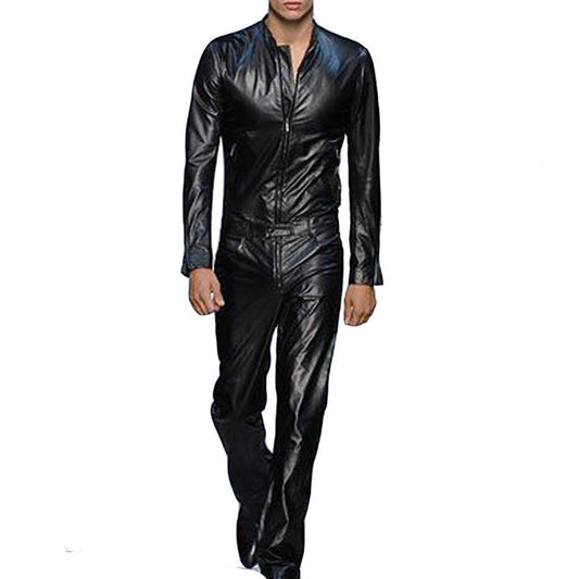 Classic Style Men Leather Runaway Jumpsuit - Leather Loom