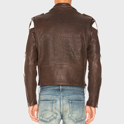 Color Block Lambskin Moto Leather Jacket - Leather Loom