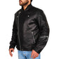 Mens Leather Biker Jacket In Black - Leather Loom