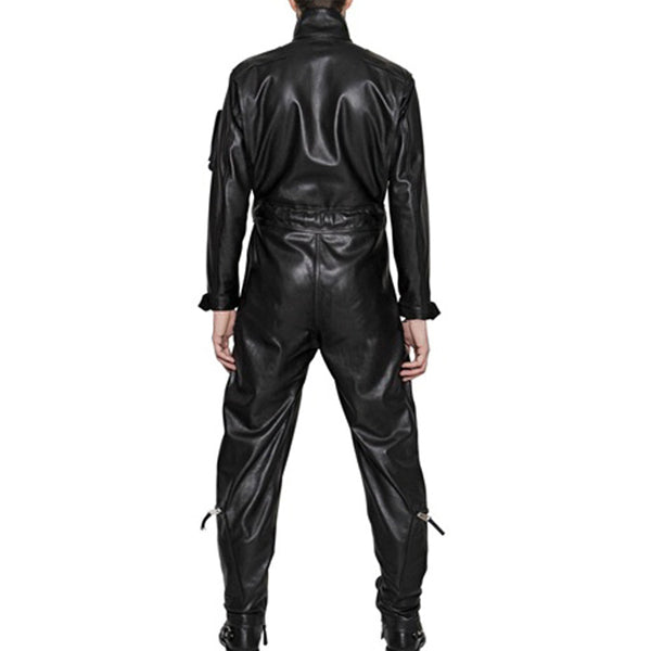 Designer Style Men Long Sleeves Tough Look Leather Jumpsuit - Leather Loom