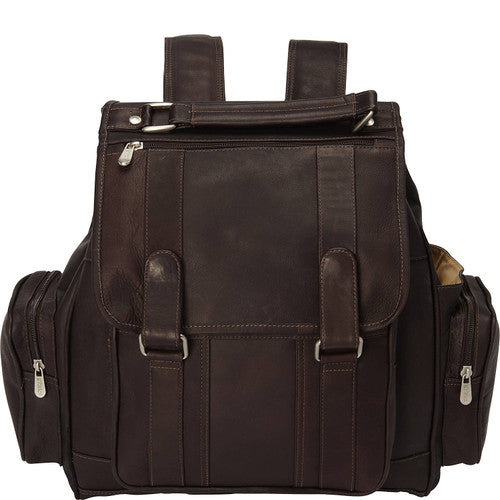 Double Loop Flap-Over Laptop Backpack - Leather Loom