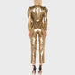 Gold Metallic Faux Leather Christmas Jumpsuit - Leather Loom