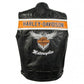 Harley Davidson Men's Black Biker Motorcycle Genuine Leather Vest - Leather Loom