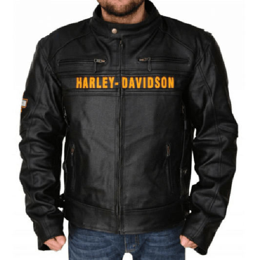 Harley Davidson Black Motorcycle Biker Vented Jacket - Leather Loom