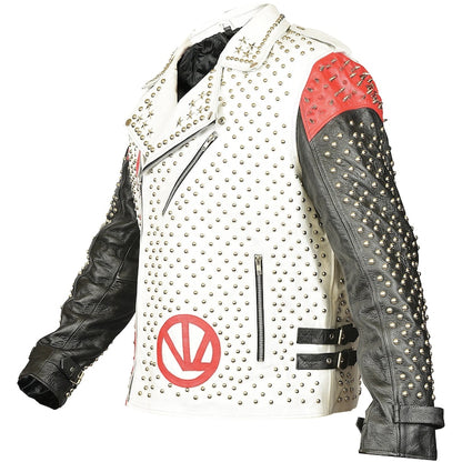 Men's Studded Spikes Punk Moto Jacket