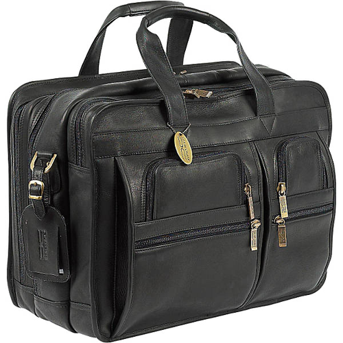 Executive Leather Laptop Briefcase X-Wide - Leather Loom
