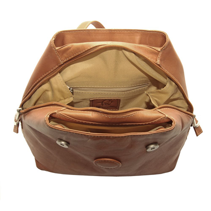 Flap-Over Button Backpack - Leather Loom