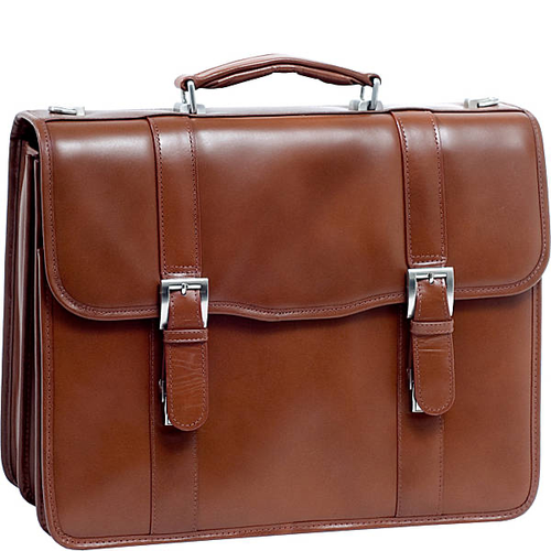 V Series Flournoy 15" Leather Double Compartment Laptop Case - Leather Loom