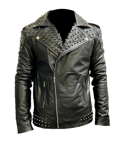 Mens Handmade Studded Leather Jacket