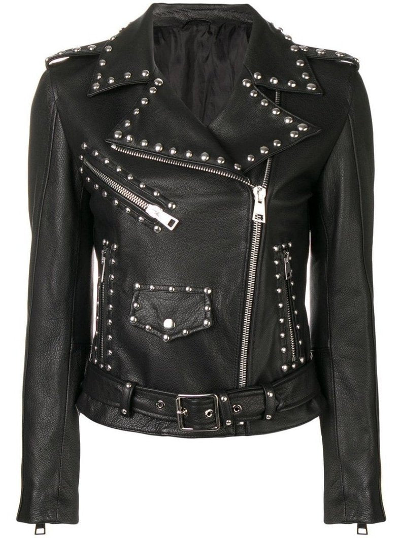 Silver Studded Punk Leather Jacket