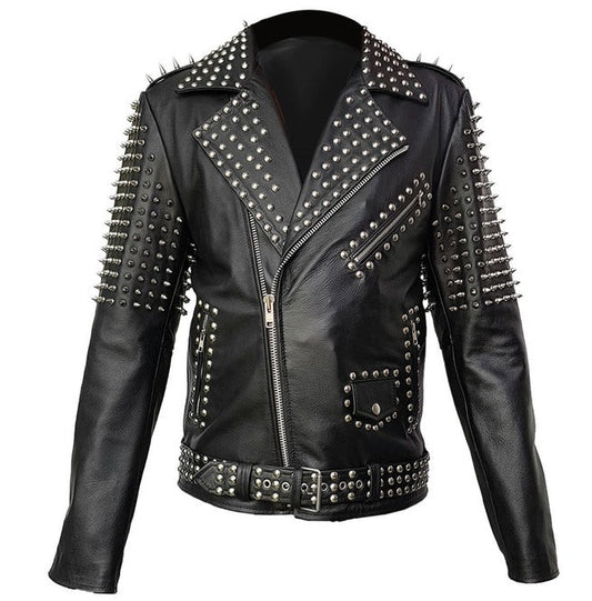 Men's Spike Studded Leather Jacket