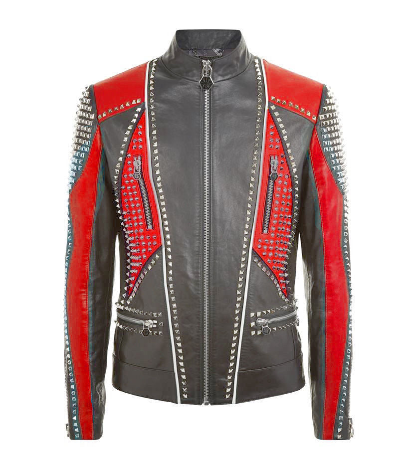 Men Studded Leather Jacket