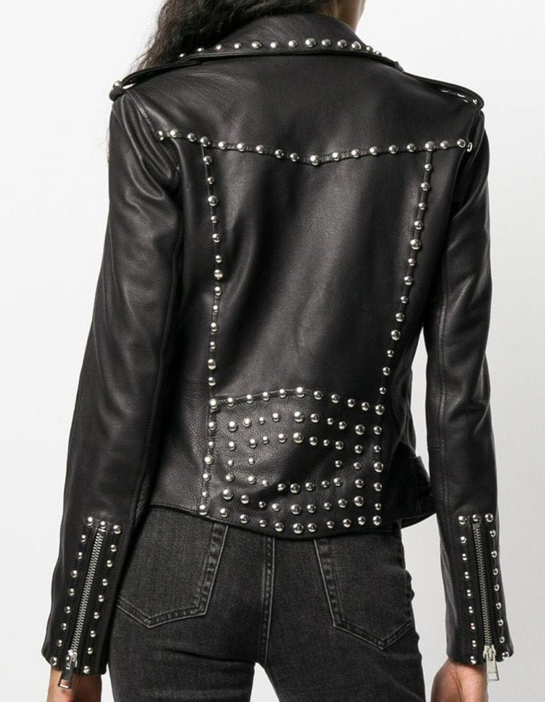 Silver Studded Punk Leather Jacket