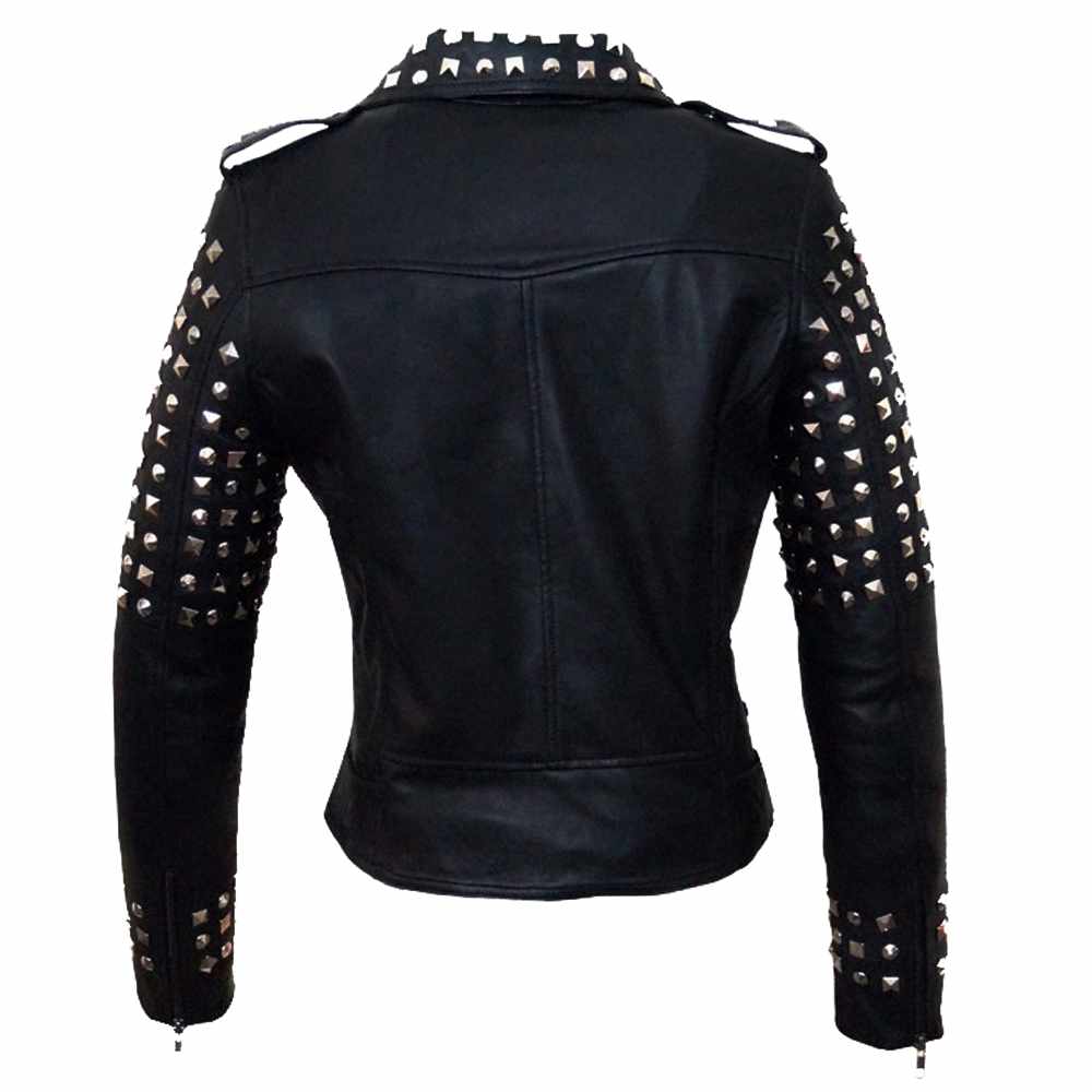 Women Studded Biker Leather Jacket