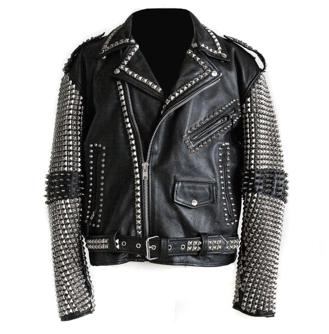 Punk Studded Leather Jacket Men