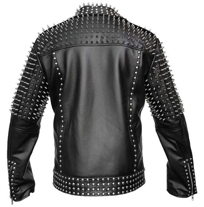 Men's Spike Studded Leather Jacket